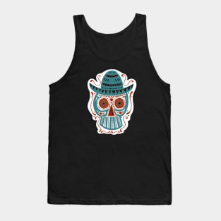 Hand Drawn Sombrero Skull Tank Top